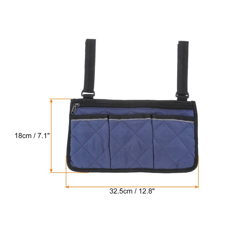 Chair Armrest Organizer, 4 Pockets Book Holder with Straps, Purple