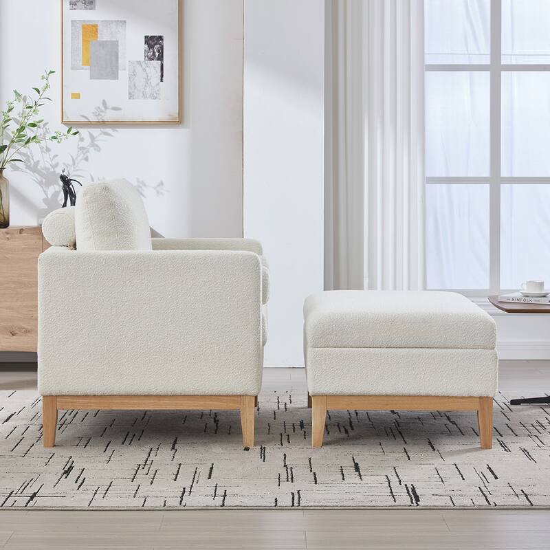 Boucle Arm Chair With Ottoman