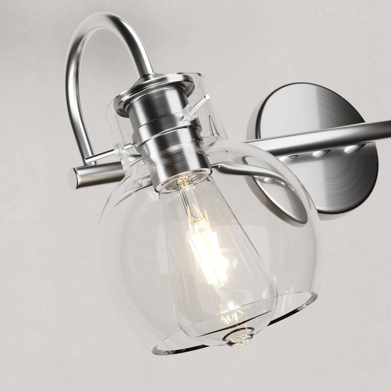 Modern 2/3/4 Bathroom Vanity Lights Clear Globe Glass Shade