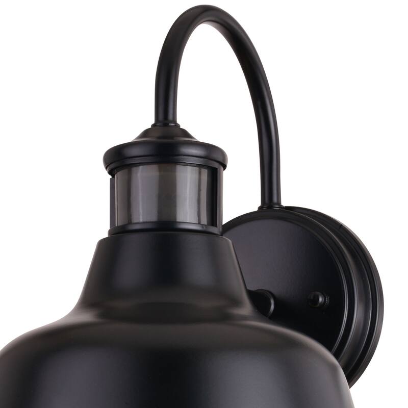 Cody Dark Bronze Motion Sensor Dusk to Dawn Outdoor Wall Light Farmhouse Metal Shade - 9.25-in W x 11.25-in H x 10.5-in D