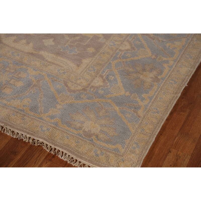Earth Tone Brown Oushak Indian Area Rug Handmade Brown Wool Carpet - 7'11" x 9'9"