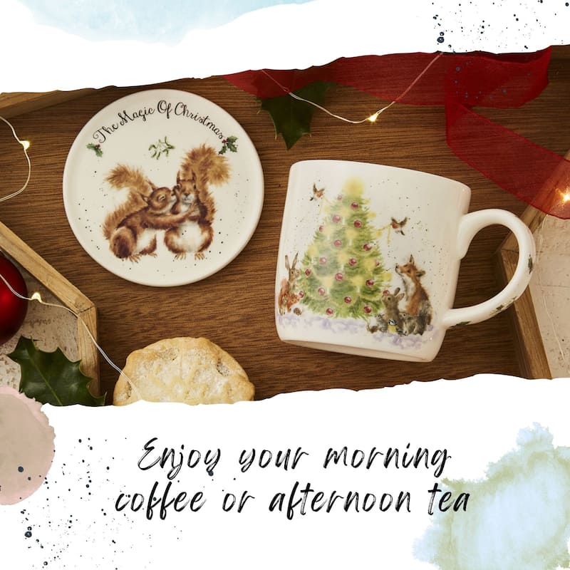 Royal Worcester Wrendale Designs Mug and Coaster Set Christmas