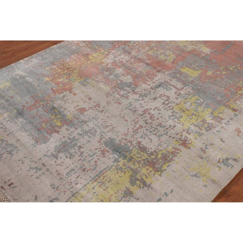 Contemporary Colorful Abstract Area Rug Handmade Wool Carpet - 4'10"x 7'4"