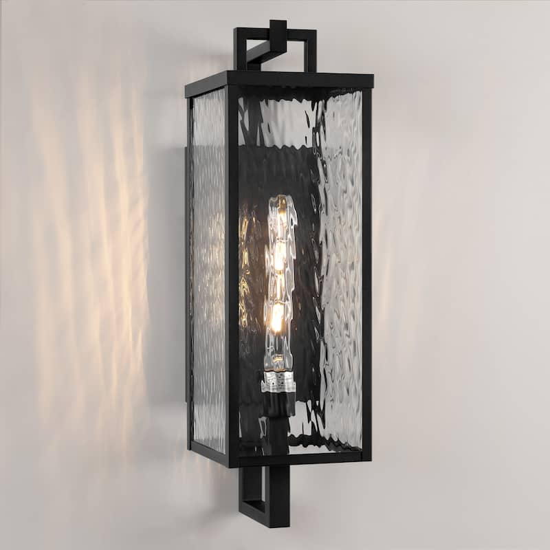 LED Outdoor Wall Lantern 1-Light 22-in H Matte Black Fixture - 22 inch