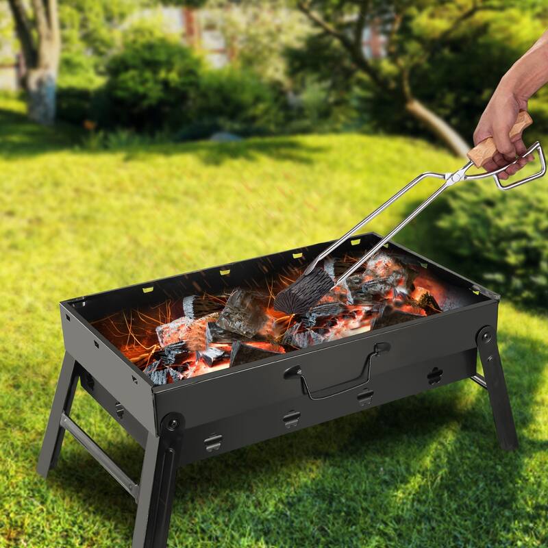 Portable Foldable Charcoal BBQ Grill for Camping and Outdoor - 17.7 x 11 x 10in
