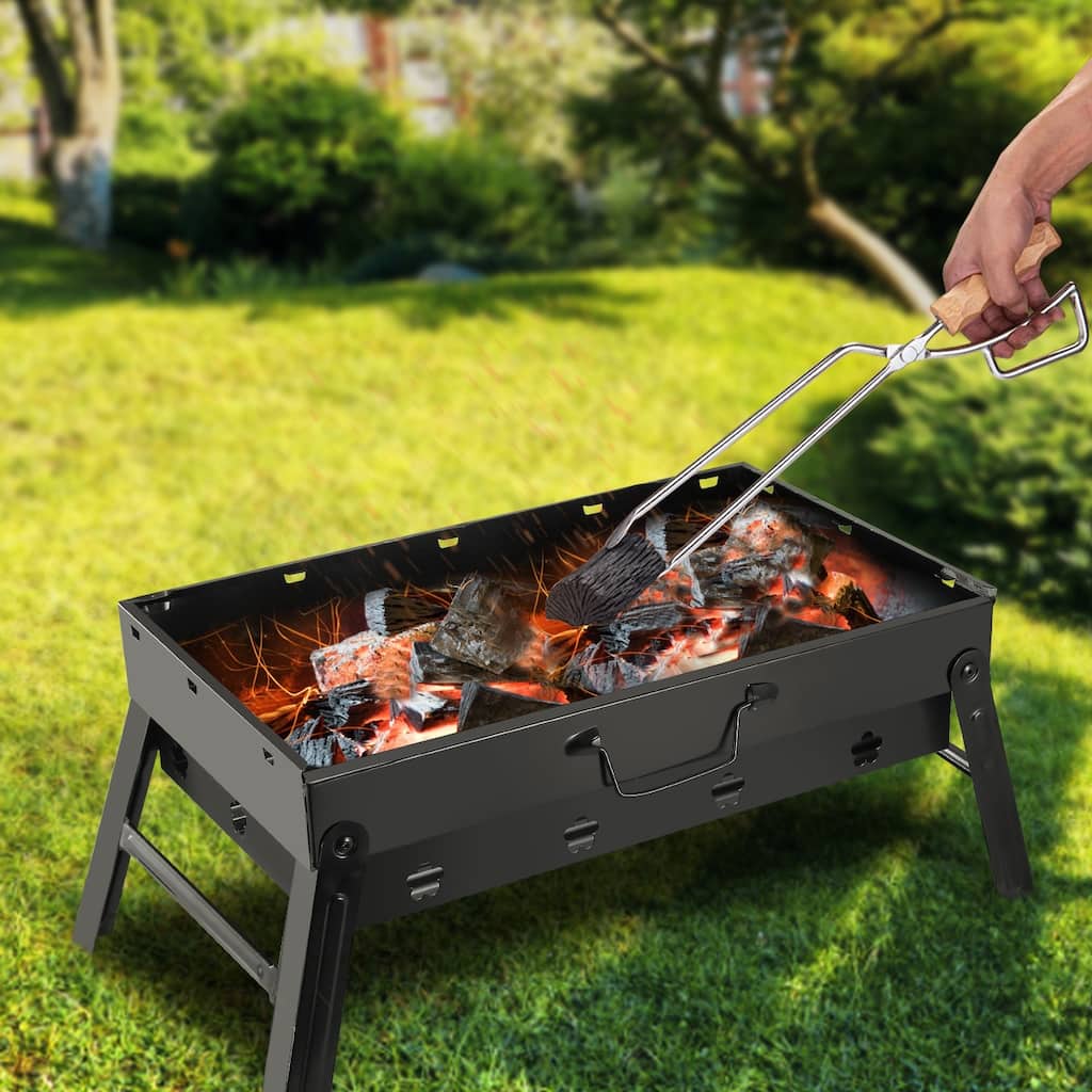 Portable Foldable Charcoal BBQ Grill for Camping and Outdoor - 17.7 x 11 x 10in