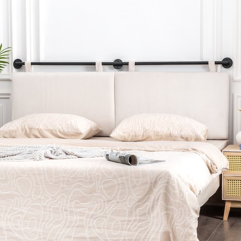 Adeco 70-Inch Corduroy Upholstered Wall Mount Hanging Headboard