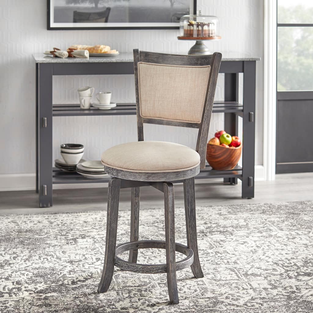 Simple Living French Country 24-inch Solid Wood Counter Height Swivel Bar Stool