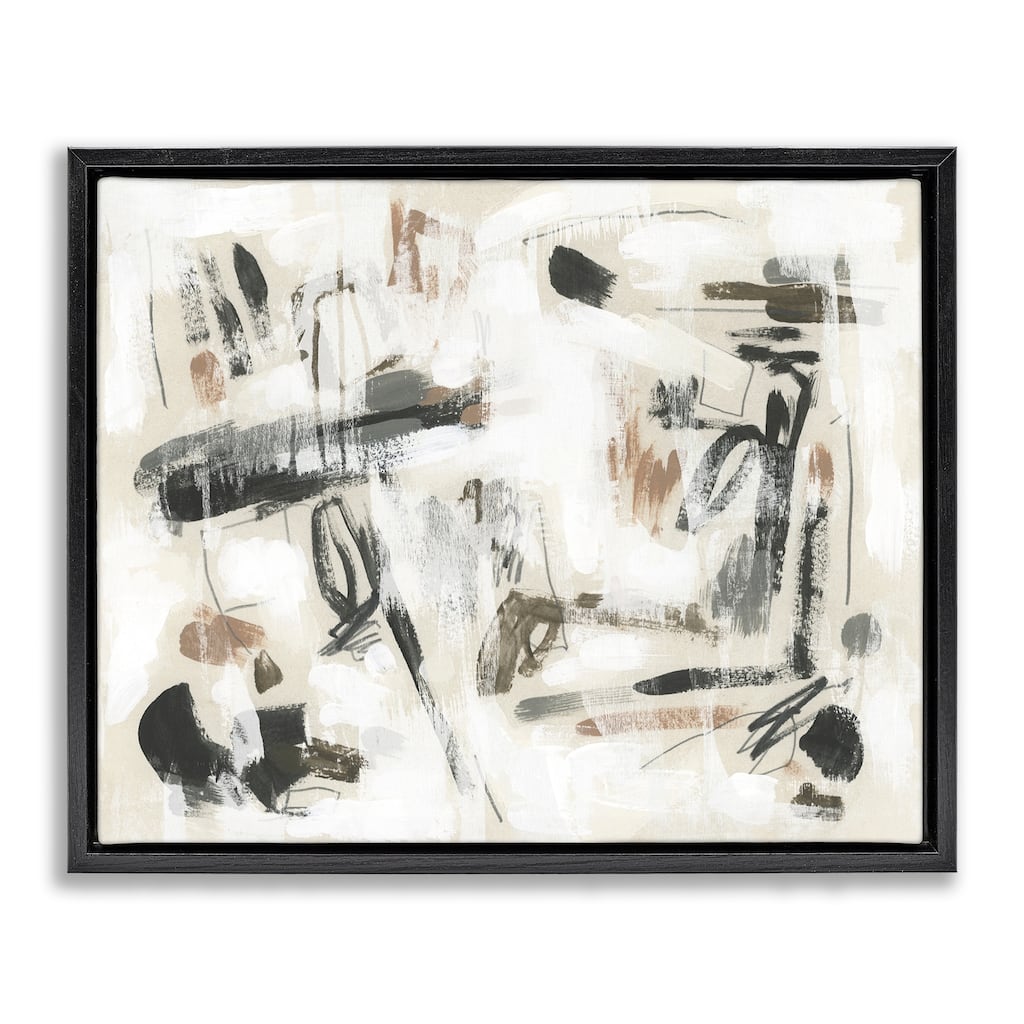 Stupell Subtle Abstract Brush Strokes Framed Floater Canvas Wall Art Design By June Erica Vess
