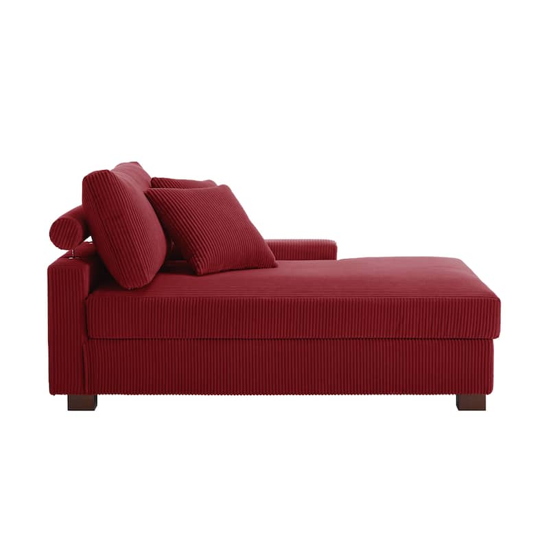 Corduroy Chaise Lounge Chair Upholstered Indoor Lounger Sofa