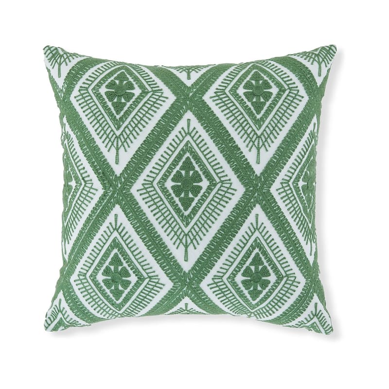 Valey 16 Inch Accent Pillow Set of 4, Indoor Outdoor, Diamond Green White