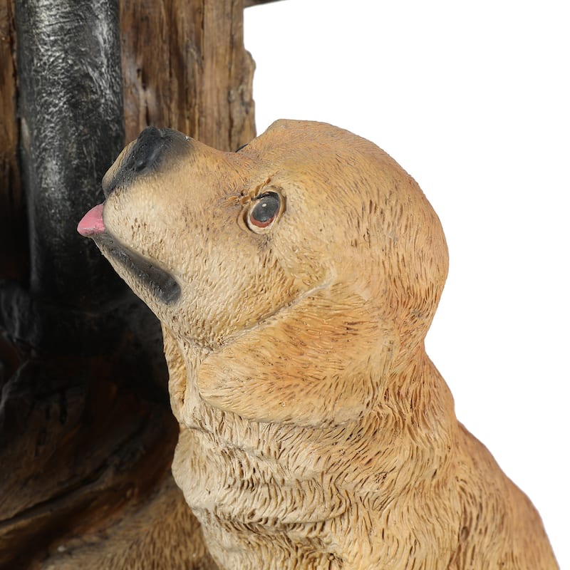 Resin Puppies and Water Faucet Outdoor Fountain with LED Light