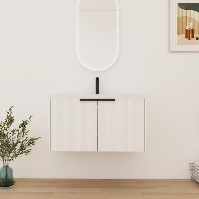 Bathroom Vanity With Sink In 36 Inch, Floating Bathroom Vanity With Soft Close Door - 35.4''W×18.1''D×20.5''H - White