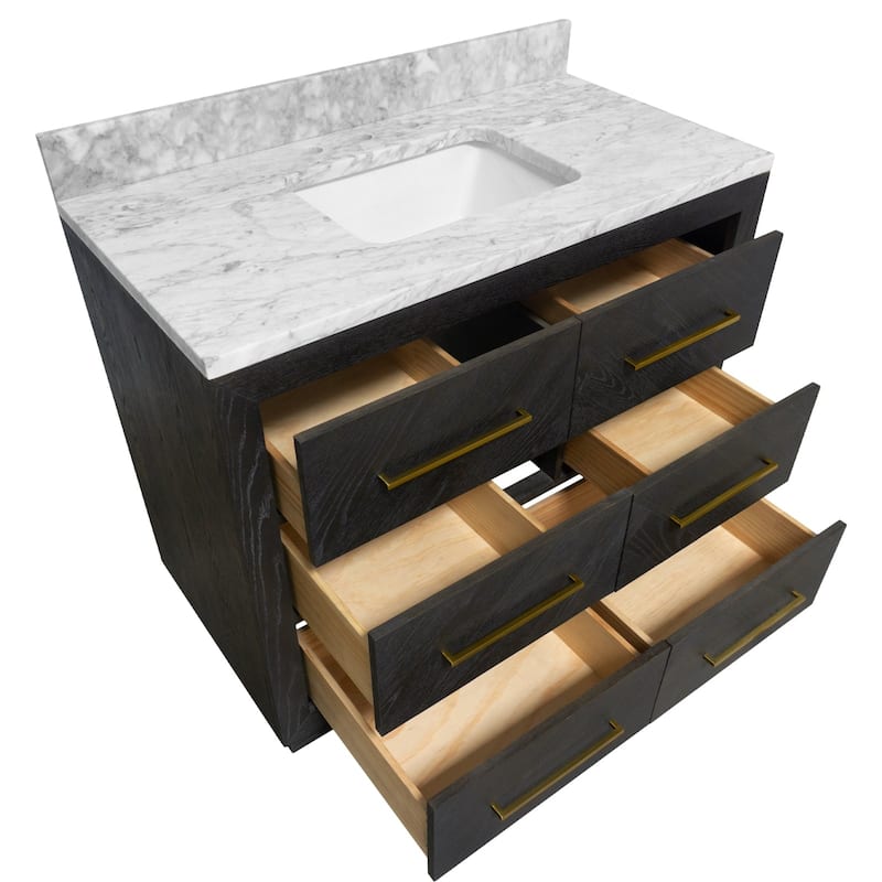 KitchenBathCollection Avery 42" Bathroom Vanity with Carrara Marble Top