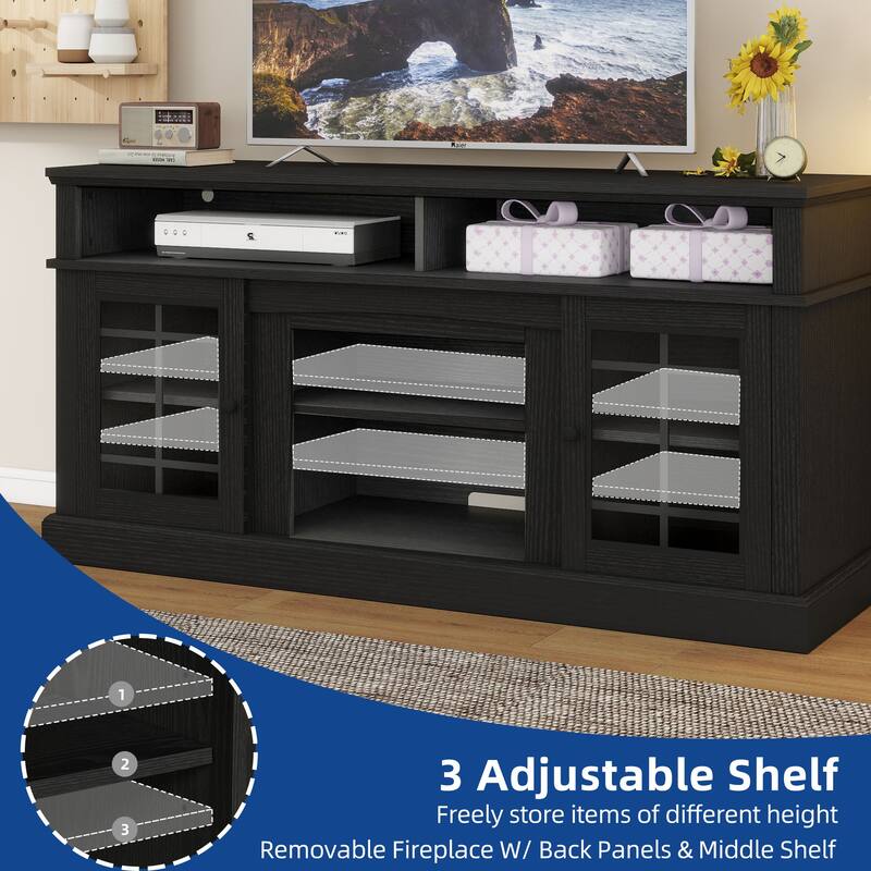 Moasis TV Stand for TVs up to 75" LED Entertainment Center Media Console with Glass Doors