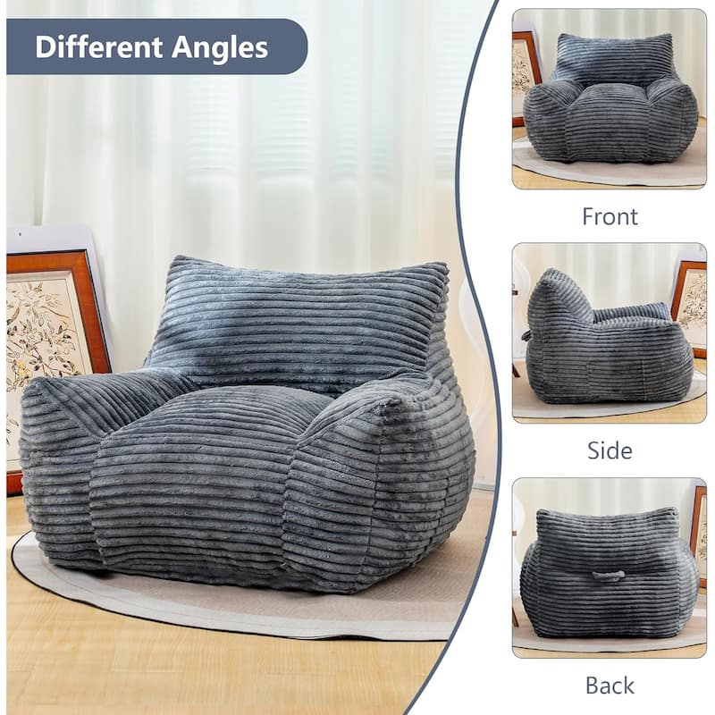 Bean Bag Chair for Adults with Armrests, Oversized Comfy Beanbag Lounge Lazy Floor Sofa Chair