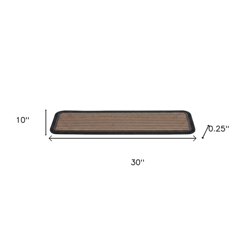 HomeRoots Set Of Six Black And Natural Polypropylene And Rubber Stair Treads - 10.00' X '30.00