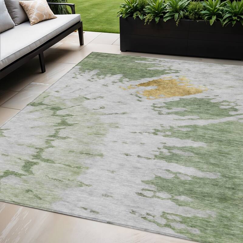 HomeRoots Abstract Transitional Rectangle Outdoor Rug - 5' X 8'