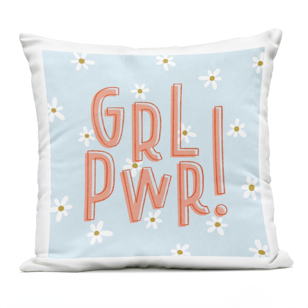 Stupell Girl Power with Daisy Patterns Printed Outdoor Throw Pillow Design by Sarah Hickman
