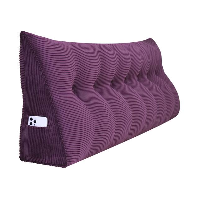 WOWMAX Large Reading Wedge Headboard Pillow for Bed Rest Back Support - King - Purple