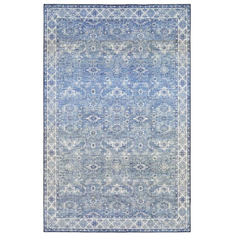 Nice Blue Ivory Oriental Distressed Traditional Casual Area Rug