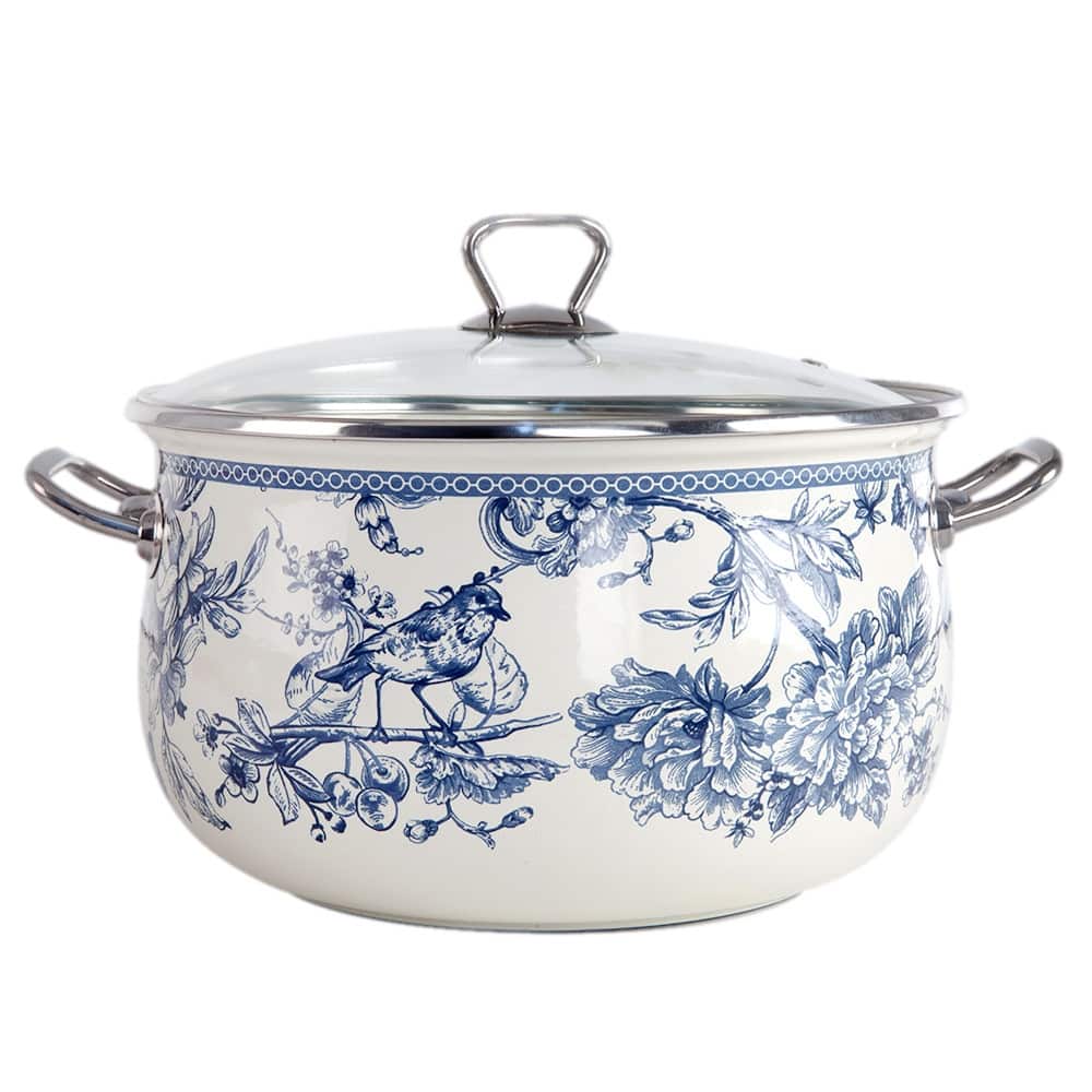 STP Goods Bird of Paradise Belly Deep Enameled Casserole w/Glass Lid