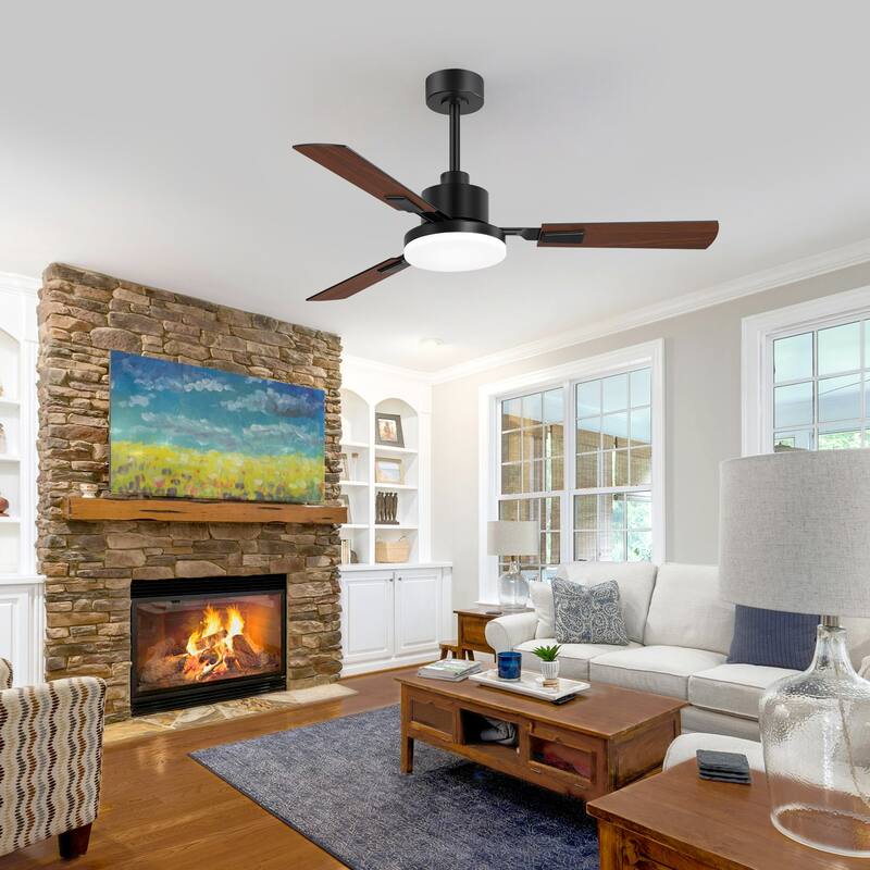 48/52/60-inch Modern Ceiling Fan with LED Light and Remote (3/5/6 Reversible Blades)