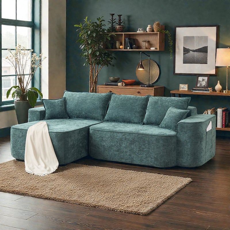 104 Inch L Shaped Sectional Sofa Cloud Couch with Chaise, Extra Deep Seat, No Assembly Modular Corner Sofa