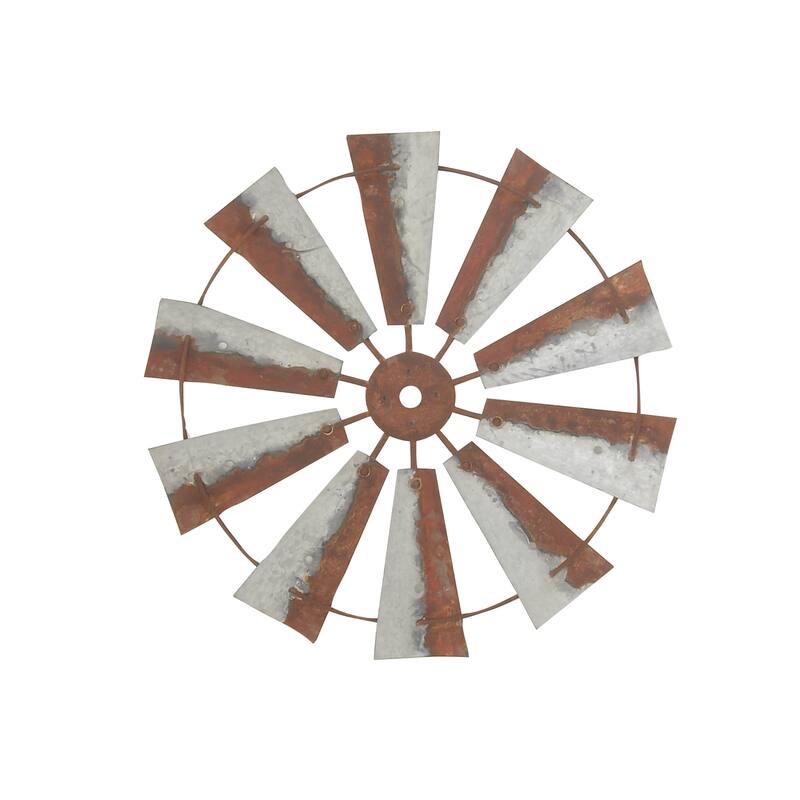 Brown Metal Indoor Outdoor Windmill Home Wall Decor