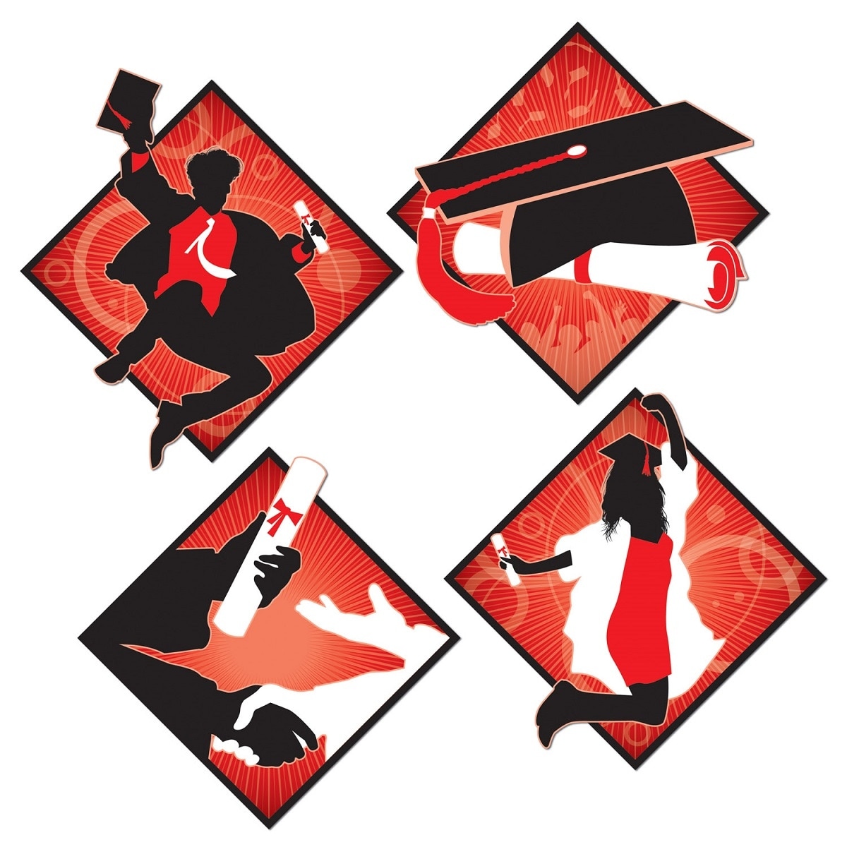 Shop Club Pack Of 48 Red White And Black Graduation Cutout Party