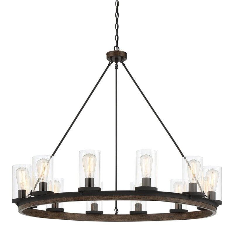 Allegray 12-light Farmhouse Faux Wood Wagon Wheel Chandelier with UL Certified - 42 inches