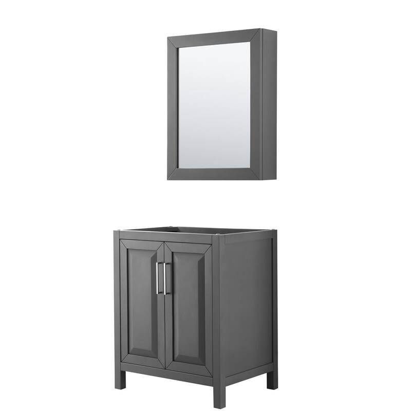 Wyndham Collection Daria 29" Single Free Standing Vanity Cabinet - - Dark Gray / Polished Chrome Hardware
