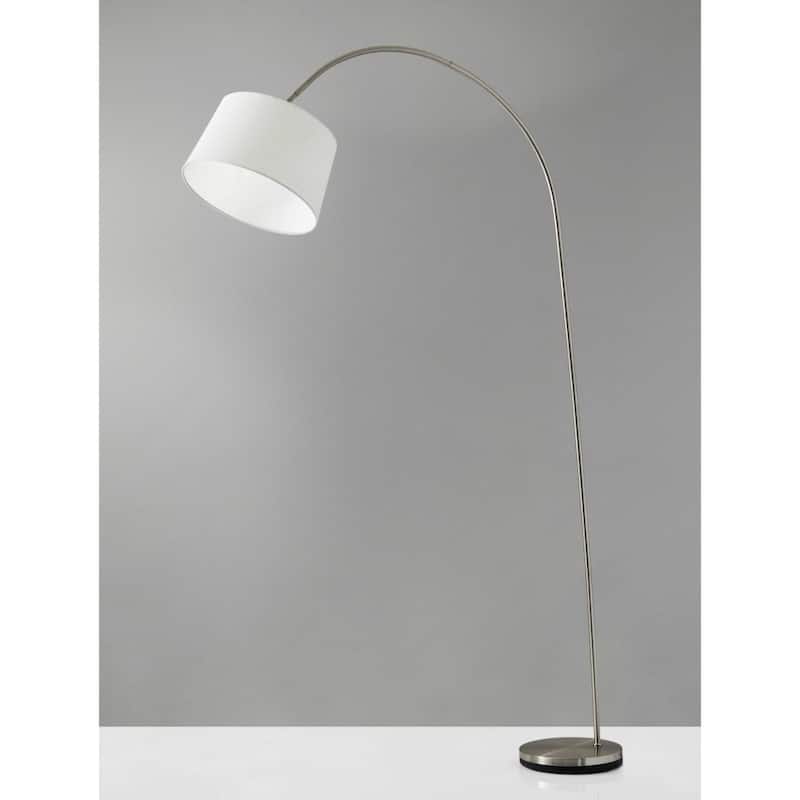 83"H Extra Tall Floor Lamp with Burlap Shade and Foot Switch Plug-In Metal Light for Living Room - 83”H x 12.5”W x 60”D