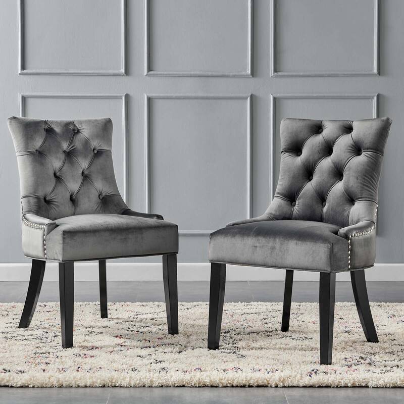 Silver Orchid Kornman Velvet Dining Side Chairs (Set of 2)