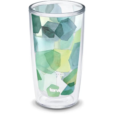 Tervis Yao Cheng Green Crystal Made in USA Double Walled Insulated Travel Tumbler, Hexagon Green Blue