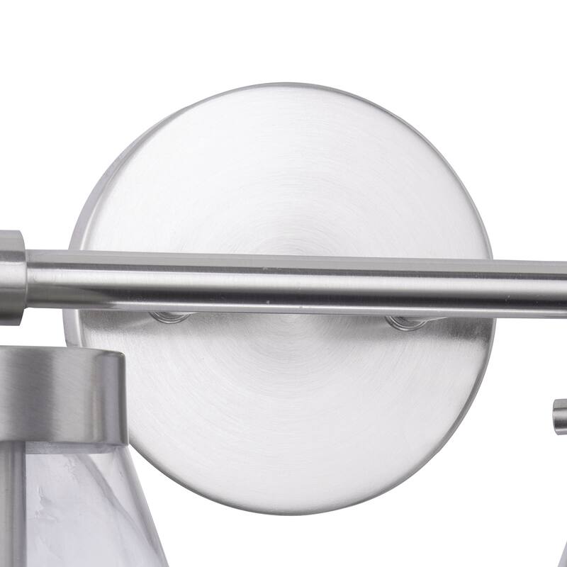 Glam Modern Farmhouse 2-Light Nickel Vanity Light - 15.3"L x 7.67"W x 10.1"H