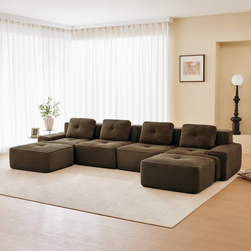 152.8" Modern U-Shaped Modular Anti-slip Design Sectional Sofa with 2 Ottomans