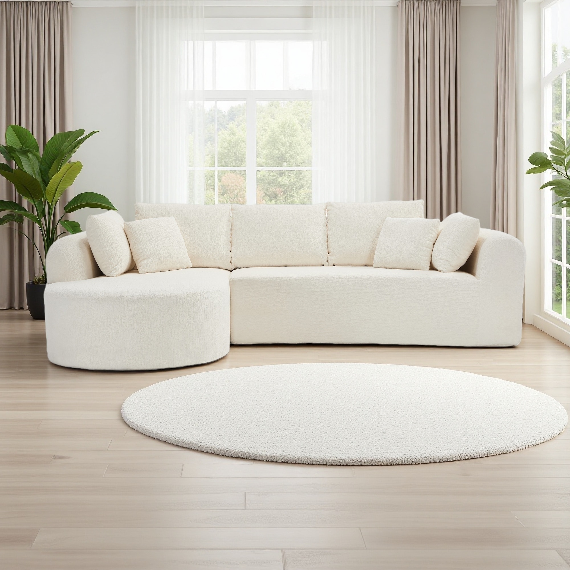 109" Chenille L-Shaped Modular Sectional Sofa with 7 Pillows and Memory Foam Filling