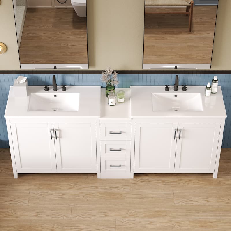 Christopher Knight Home - Vesper Ceramic Dual Sink 84" Vanity