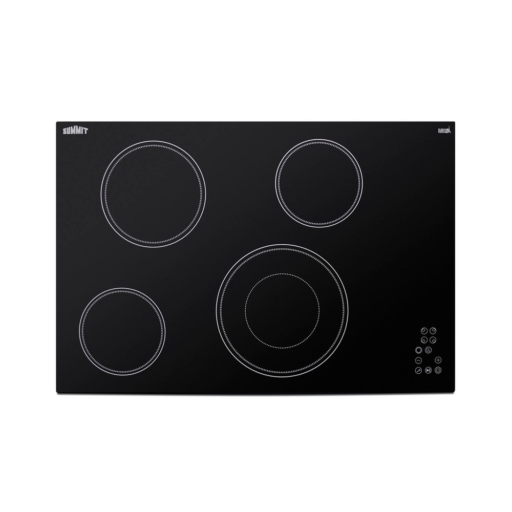 Summit CR4B30T 31" Wide 4 Burner Electric Cooktop with Extra Large - Black