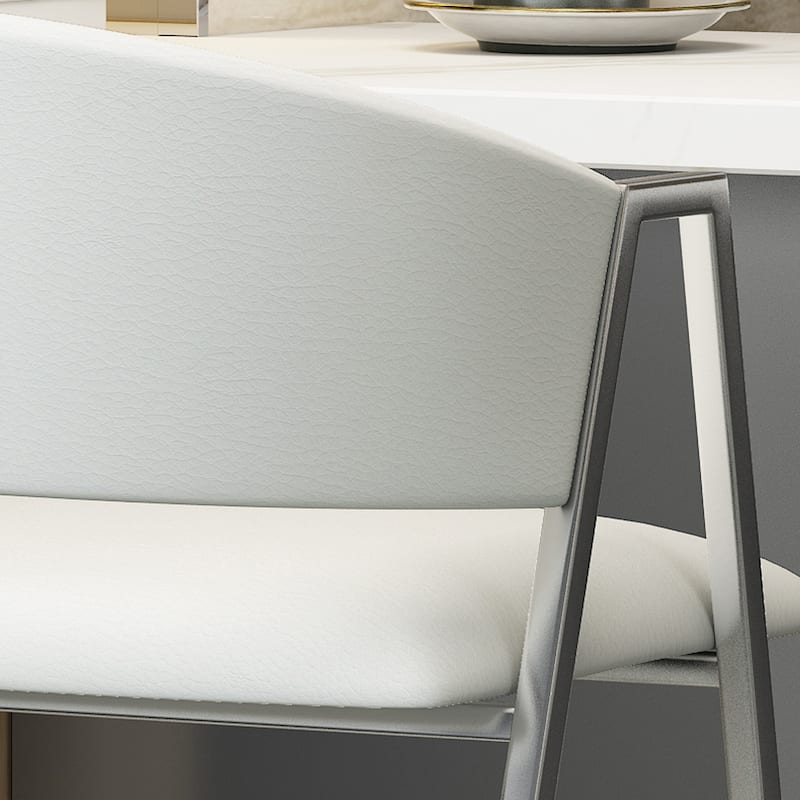 Roomfitters Contemporary Counter Height Metal Bar Stools, Set of 2, Upholstered Footrest Seating, Kitchen Island Chairs