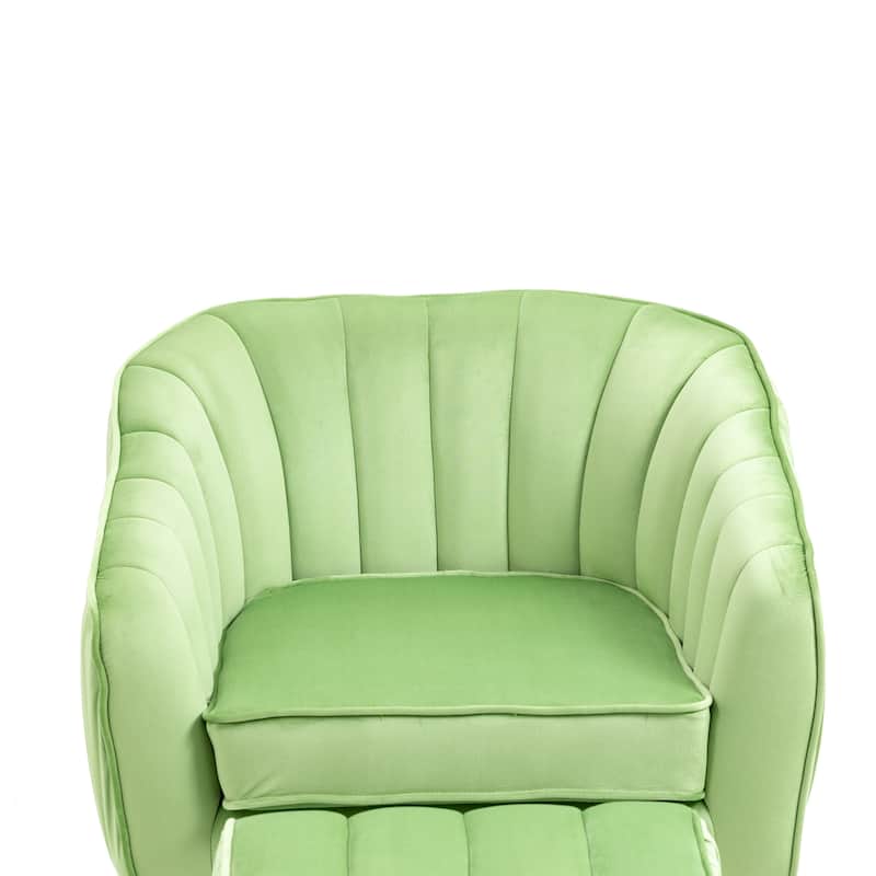 Velvet Accent Chair with Ottoman