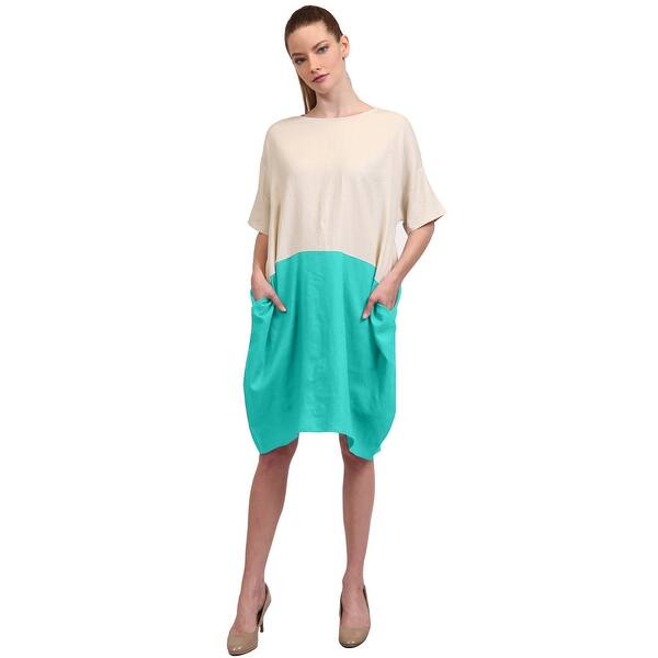 Shop Ne People Women S Casual Short Sleeve Color Block Cute Tunic Dress W Pockets Overstock 20583459