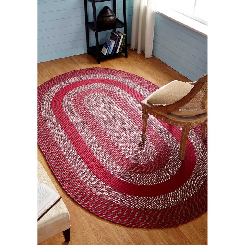Better Trends Newport Braid Collection 100% Polypropylene Durable & Stain Resistant Double-Sided Reversible Indoor Utility Rug - 96" x 120" Oval - Barn Red
