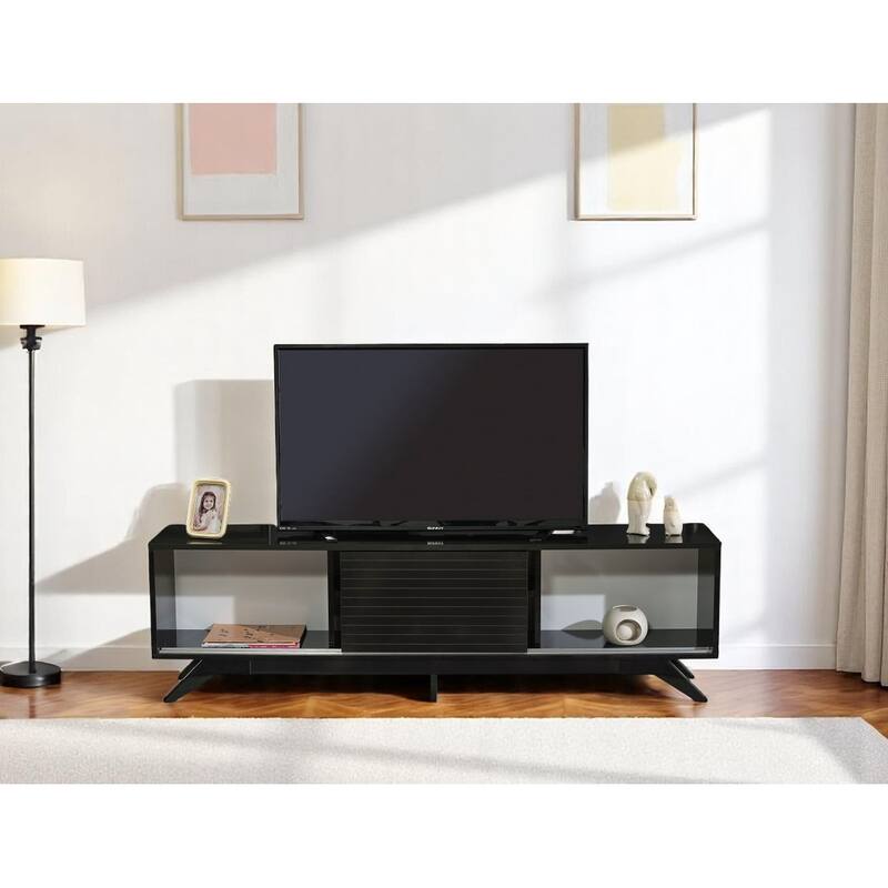 Lucina Modern TV Stand with 2 Sliding Door Cabinet 2 Shelves, Living Room Entertainment Center