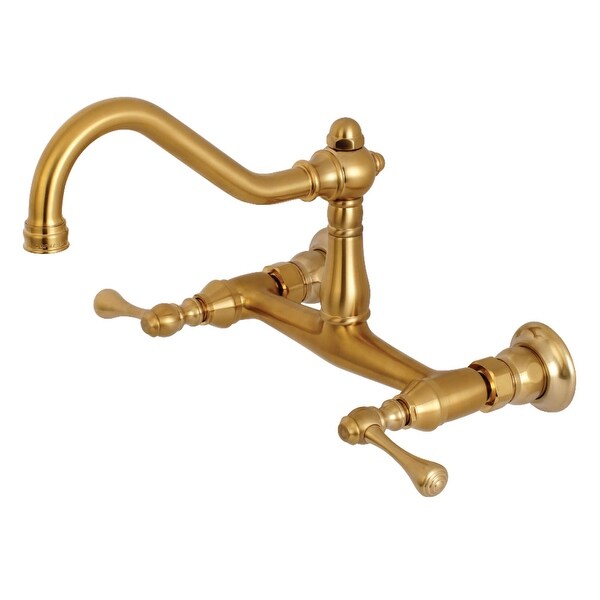 Kingston Brass KS324.BL Vintage 1.2 GPM Bridge Wall Mounted Bathroom Faucet with Lever Handles
