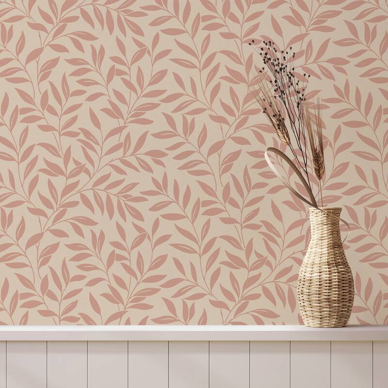 Fine Decor Marin Blush Leaf Trail Wallpaper