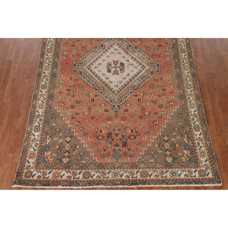 Tribal Bakhtiari Persian Vintage Area Rug Hand-Knotted Wool Carpet - 6'9"x 10'4"