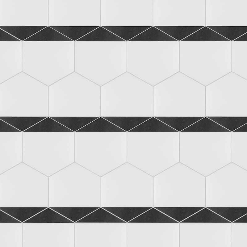 Merola Tile Peak Hex Nero 8-5/8" x 9-7/8" Porcelain Floor and Wall Tile