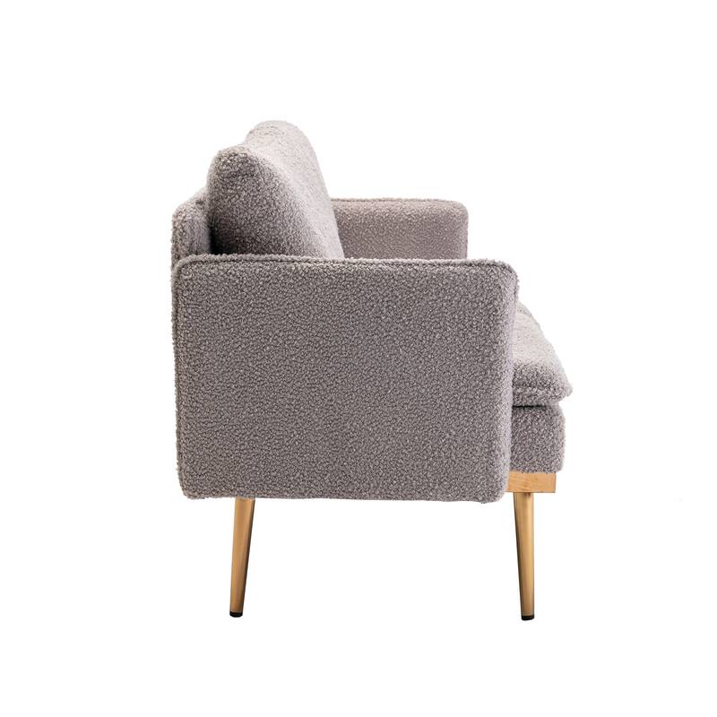 Polyester Upholstered Living Room loveseats sofa With Golden Legs